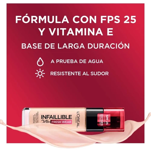 L'Oreal Paris Infallible 24h Foundation Fresh Wear №180 rose sand Тональный крем 30 ml: Степень защиты SPF 25