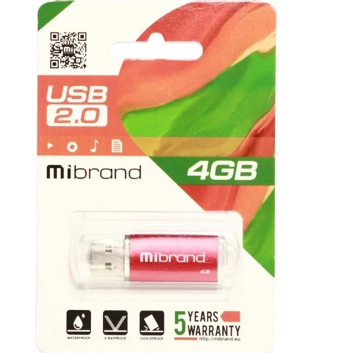 USB-флешка Mibrand 4GB Cougar USB 2.0 Red (MI2.0/CU4P1R): Стандарт USB USB 2.0