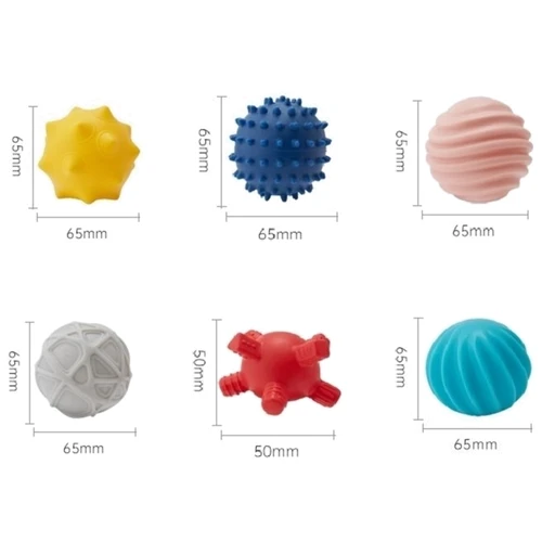 Набір текстурних силіконових м'ячиків, що розвивають, Beiens 6 шт (YZ48)