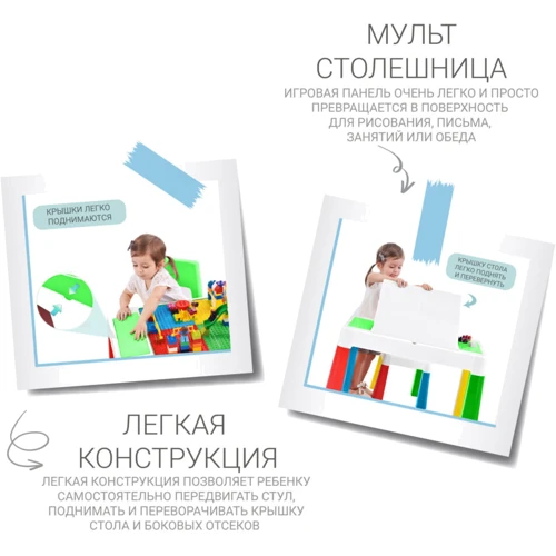 Детский многофункциональный столик Poppet Колор Грин 5 в 1 и стульчик (2035006) фото 5
