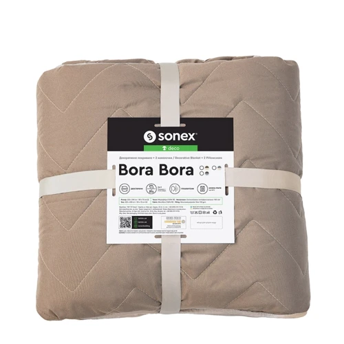 Покривало Sonex Bora Bora двостороннє 220x240 см + наволочка 50x70 см (2 шт.) коричневий/бежевий (SO102397)