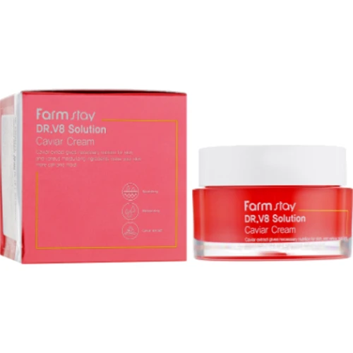 FarmStay DR.V8 Solution Caviar Cream Крем для обличчя Ікра від зморшок з освітлювальною дією 50 ml