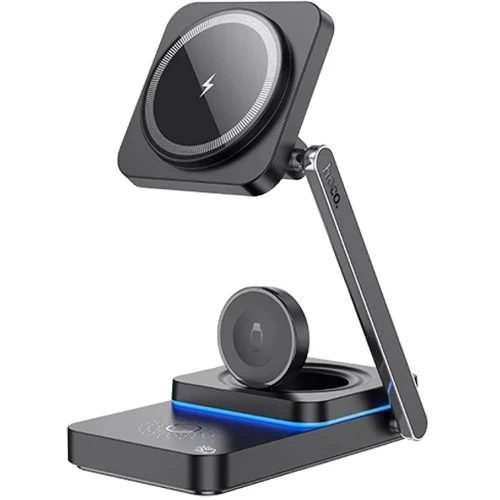 Зарядное устройство Hoco Wireless Charger CQ10 Consuelo Folding 3in1 Black for iPhone 16 I 15 I 14 I 13 I 12 series: Кабель в комплекте USB-C
