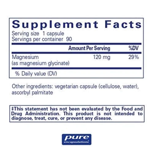 Pure Encapsulations Magnesium (glycinate) 120 mg 360 caps Магній гліцинат (PE-00757): Тип магній