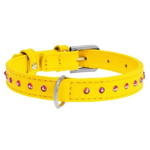 Нашийник для котів WAUDOG Glamour з клейовими стразами 9 ммx22-30 см жовтий (32548)