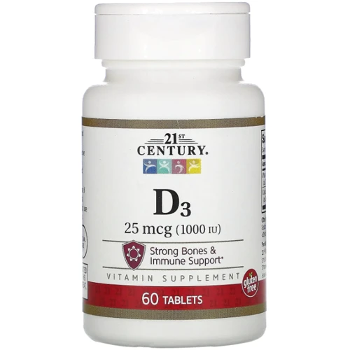 21st Century Vitamin D3 Вітамін Д3 25 мкг 1000 МО 60 таблеток