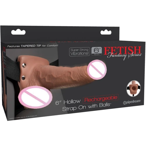 Полый страпон Pipedream 6inch Hollow Recharge Strap On, 14х4,5 см