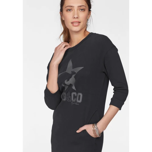 Платье KangaROOS 49674442 48 черное спортивное до середины бедра: Длина рукава Рукав 3/4
