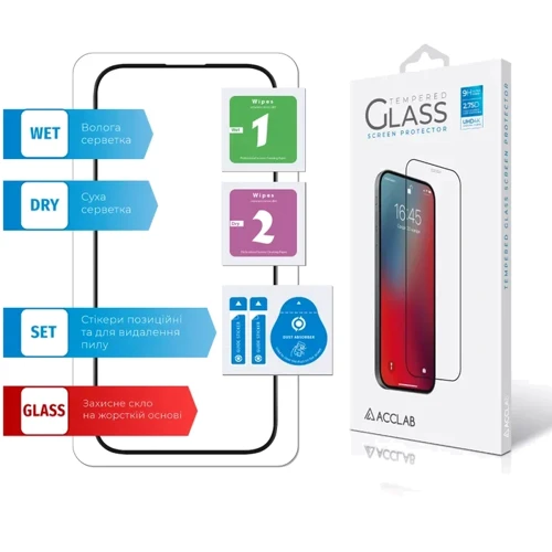 Захисне скло для iPhone ACCLAB Tempered Glass Full Glue Black для iPhone 16 Plus фото 6