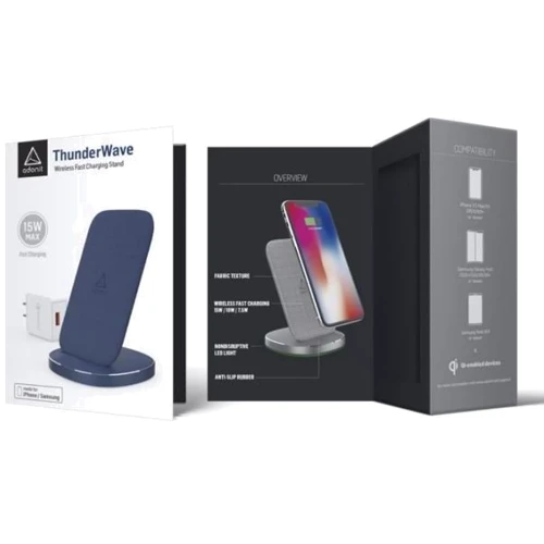 Зарядное устройство Adonit Wireless Charger ThunderWave 15W Blue: Кабель в комплекте USB-C