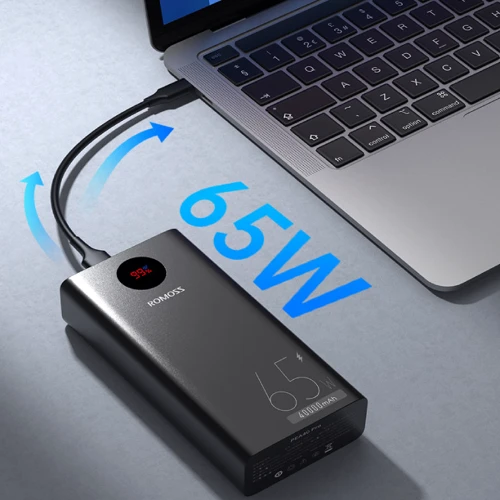 Внешний аккумулятор Romoss Power Bank 40000mAh PEA40 Pro 65W Black (PEA40-282-2183H): Кабели/переходники для смартфонов в комплекте USB Type-C