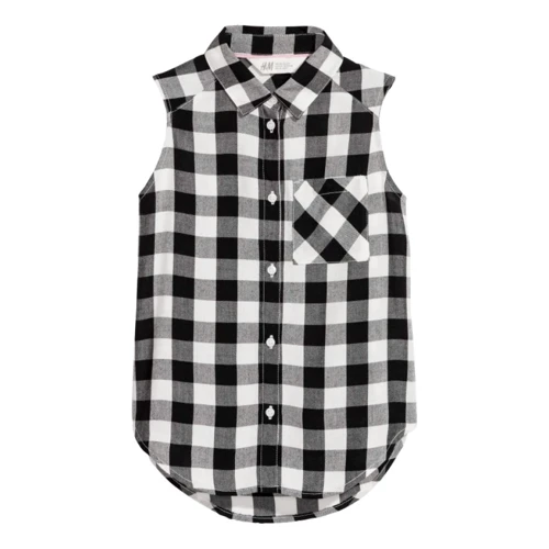 Рубашка H&M 9Z5057186 134 см черно-белая: Возраст 7 - 10 лет