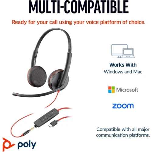 Навушники Poly BlackWire C3225 USB-C HS Stereo Black фото 4