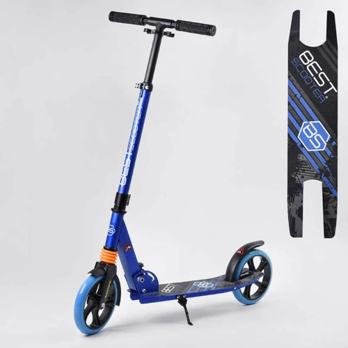Самокат двухколесный Best Scooter с PU колесами и 1 передний амортизатором Blue (99651)