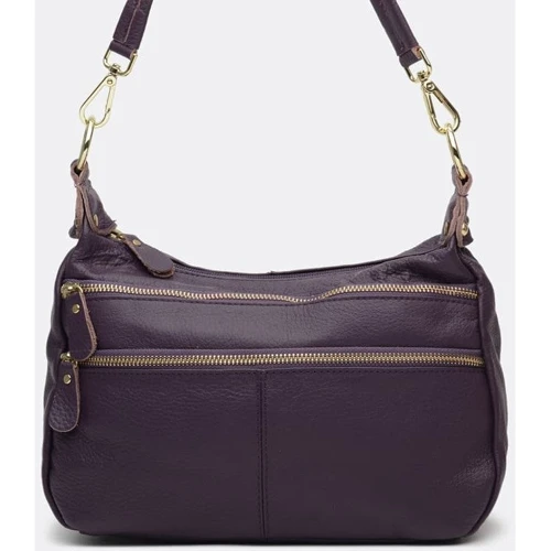 Жіноча сумка через плече Borsa Leather фіолетова (K1213-violet): Фактура матова, Зерниста