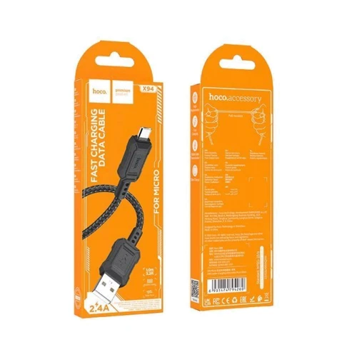 Кабель Hoco USB Cable to MicroUSB X94 Leader 2.4A 1m Black фото 3