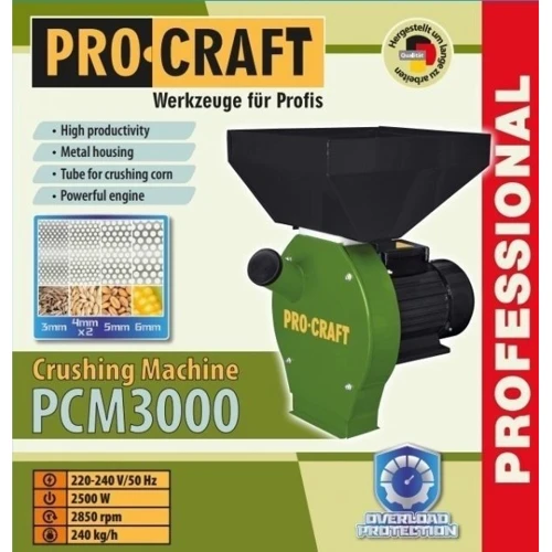 Кормоизмельчитель Procraft PCM3000: Производительность, кг/час 240