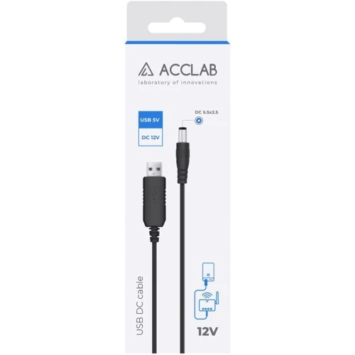 Кабель ACCLAB кабель питания для роутера USB Cable to DC 5.5х2.5 мм 12V 1A Black фото 3