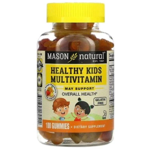 Mason Natural Kids Multivitamin Мультивитамины для детей, вкус ананаса, апельсина и клубники 100 жевательных конфет