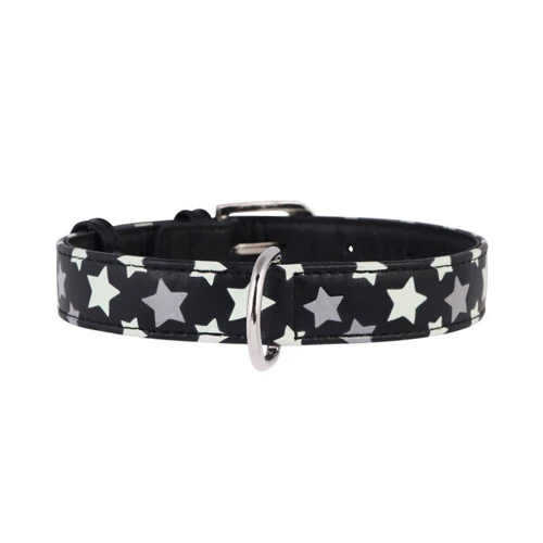 Нашийник Collar Glamour з візерунком Зірочка світиться 30-39 см 20 мм чорний (4823089301242)