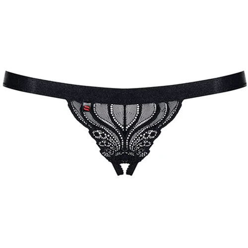 Кружевные стринги с интимным вырезом Obsessive 828-THC-1, L/XL