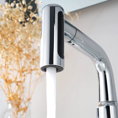 Смеситель для раковины Lefton Single-Hole Waterfall & Pull-Out Liftable Bathroom Faucet-BF2209 Chrome фото 11