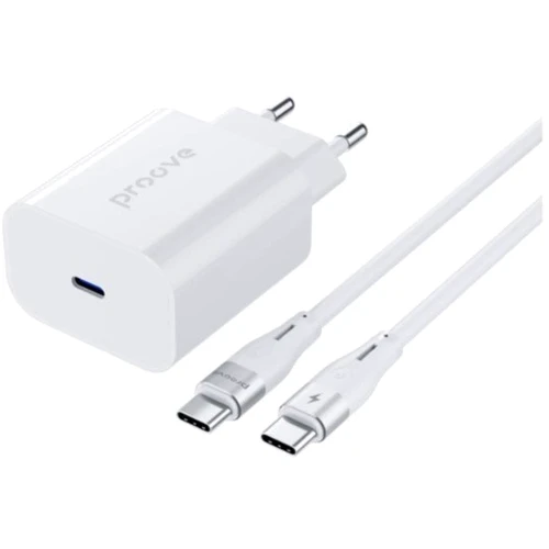 Зарядное устройство Proove Wall Charger USB-C Rapid 30W White with USB-C Cable (WCRP30012202)