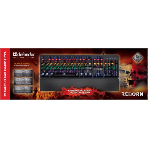 Клавиатура Defender Reborn GK-165DL USB Black (45165): Подключение проводное