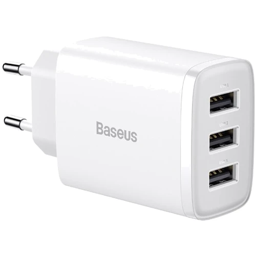 Зарядное устройство Baseus Wall Charger 3xUSB Compact 17W White (CCXJ020102)