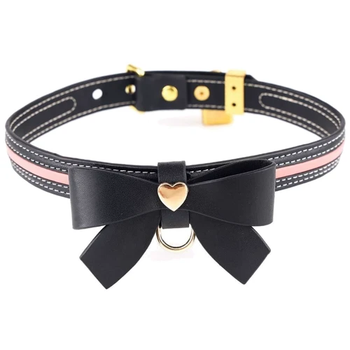 Нашийник з повідцем LOCKINK Sevanda Love Heart Butterfly Leather Collar Set - Black