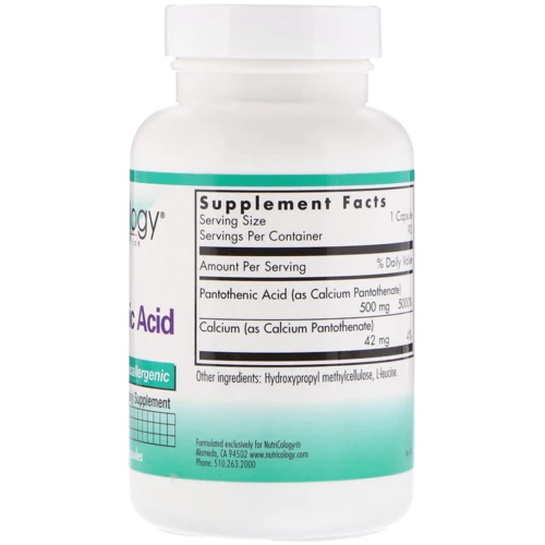 Nutricology Pantothenic Acid 90 Veggie Caps Пантотеновая кислота: Тип Витамин B