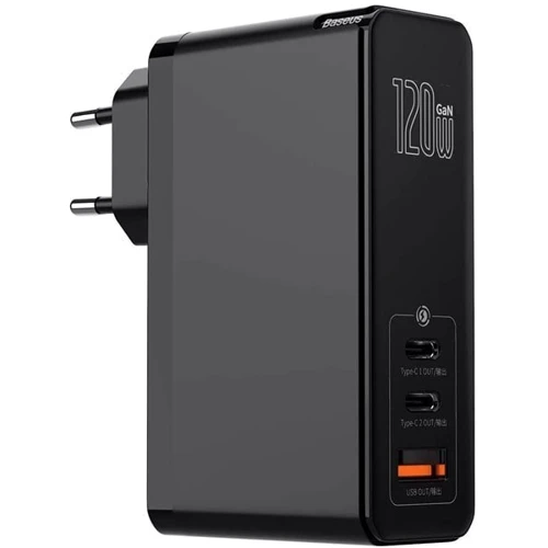Зарядний пристрій Baseus USB-C Wall Charger Mini GaN 2xUSB-C+USB 120W Black (CCGAN-J01)