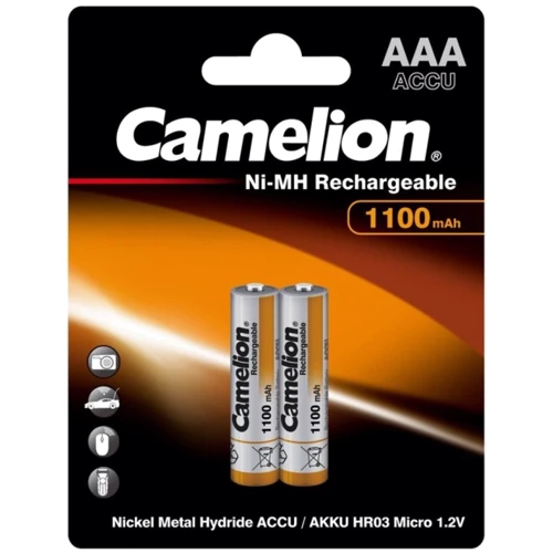 Camelion AAA 1100mAh Ni-MH * 2 R03-2BL (NH-AAA1100BP2): Емкость 1100 мАч