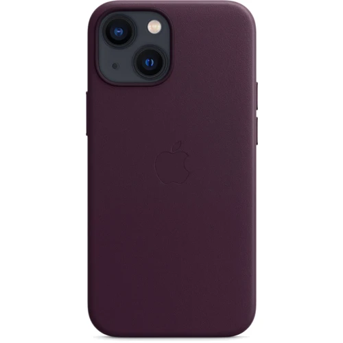 Чехол для iPhone Apple Leather Case with MagSafe Dark Cherry (MM0G3) for iPhone 13 mini: Цвет фиолетовый