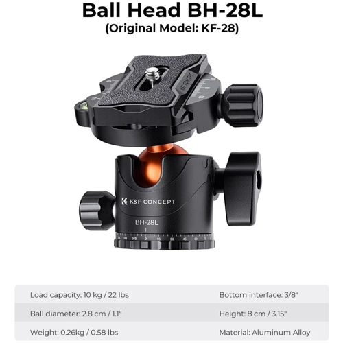 K&F Concept K234A6+BH-28L (KF09.087V5): Минимальная высота 59 см