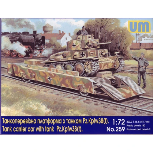 Танкоперевозящая платформа UNIMODELS с танком Pz.Kpfw 38(t)