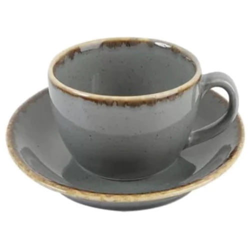 Чашка чайна з блюдцем Porland Seasons Dark Gray 320 мл 160 мм (213-222134.DG)
