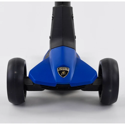 Самокат Lamborghini трехколесный складной алюминиевый руль, колеса PU со светом Blue/Black (101283): Тип колес литые