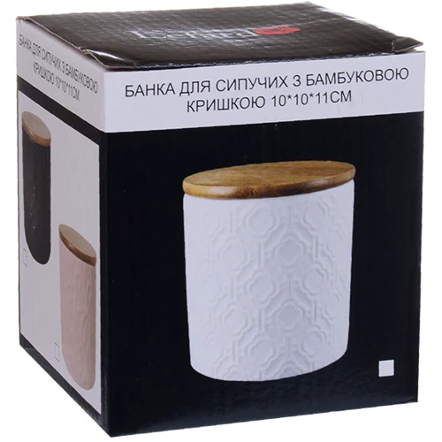 Банка для сыпучих продуктов Lefard с бамбуковой крышкой 10х10х11см (940-222): Тип один предмет