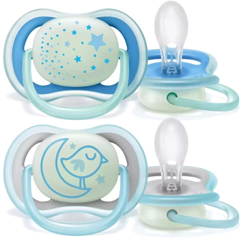 Пустышка для мальчика Philips AVENT Ultra Air Ночная 6-18 месяцев 2 шт (SCF376/21): Материал силикон