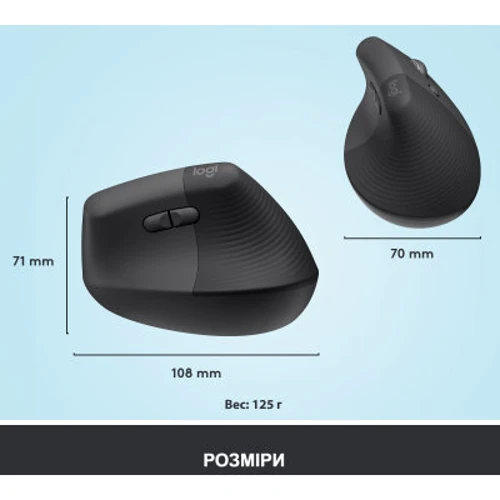 Мышь Logitech Lift Vertical Ergonomic Wireless/Bluetooth Graphite (910-006473) фото 8