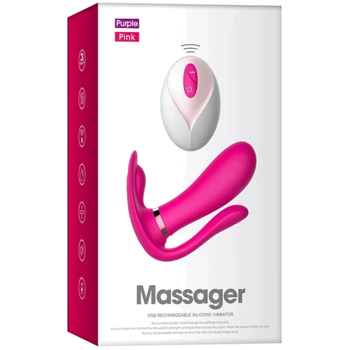 Вібромасажер з анальним та кліторальним стимулятором, та підігрівом BOSS Remote wearable vibrator Pink (BS561007-3)