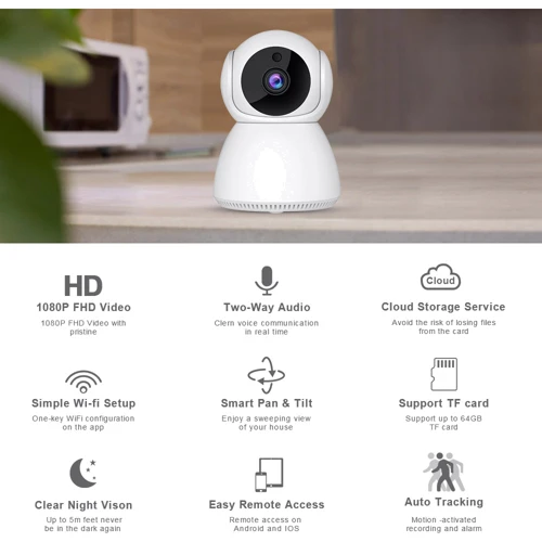 IP-камера відеоспостереження V380 Home Smart Camera White: Роздільна здатність 1920x1080