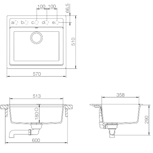 Кухонная мойка SCHOCK MONO N100 Polaris-99 (53026099): Материал Гранит