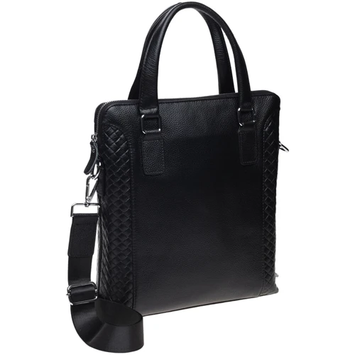 Мужская сумка через плечо Borsa Leather черная (k19117-2-black)