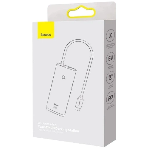 Адаптер Baseus Adapter Lite Series USB-C to 3xUSB3.0+USB-C+HDMI Black (WKQX040001): Додаткові роз'єми HDMI, USB-C