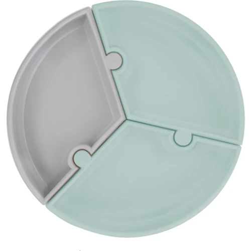 Секционная тарелка MinikOiOi Puzzle на присоске силиконовая River Green / Powder Grey (101050055)