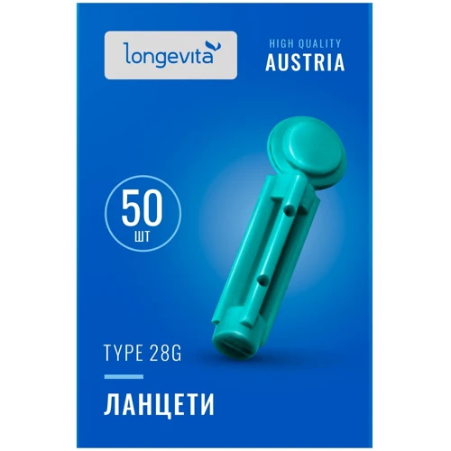 Глюкометр LONGEVITA Type 28G Ланцеты (50шт/уп.)