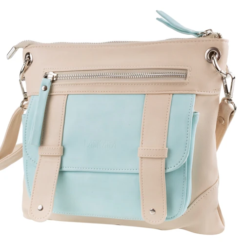 Женская сумка через плечо Laskara бежевая (LK-10238-cream-blue)