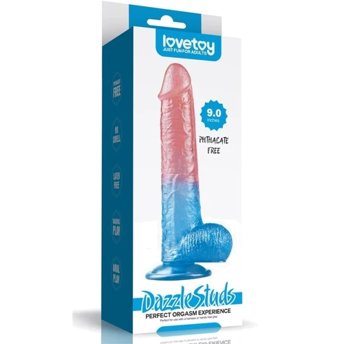 Фаллоимитатор LoveToy Dazzle Studs 9'' (розово-голубой)